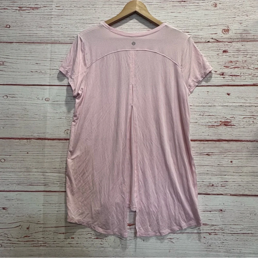 Lululemon Modal Open Up Tie Back T-Shirt in Strawberry Milkshake Sz 8